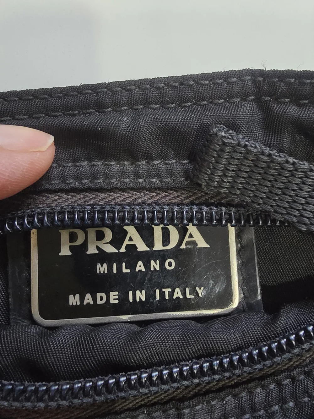 Prada Black Nylon Messenger Crossbody with Logo Plaque